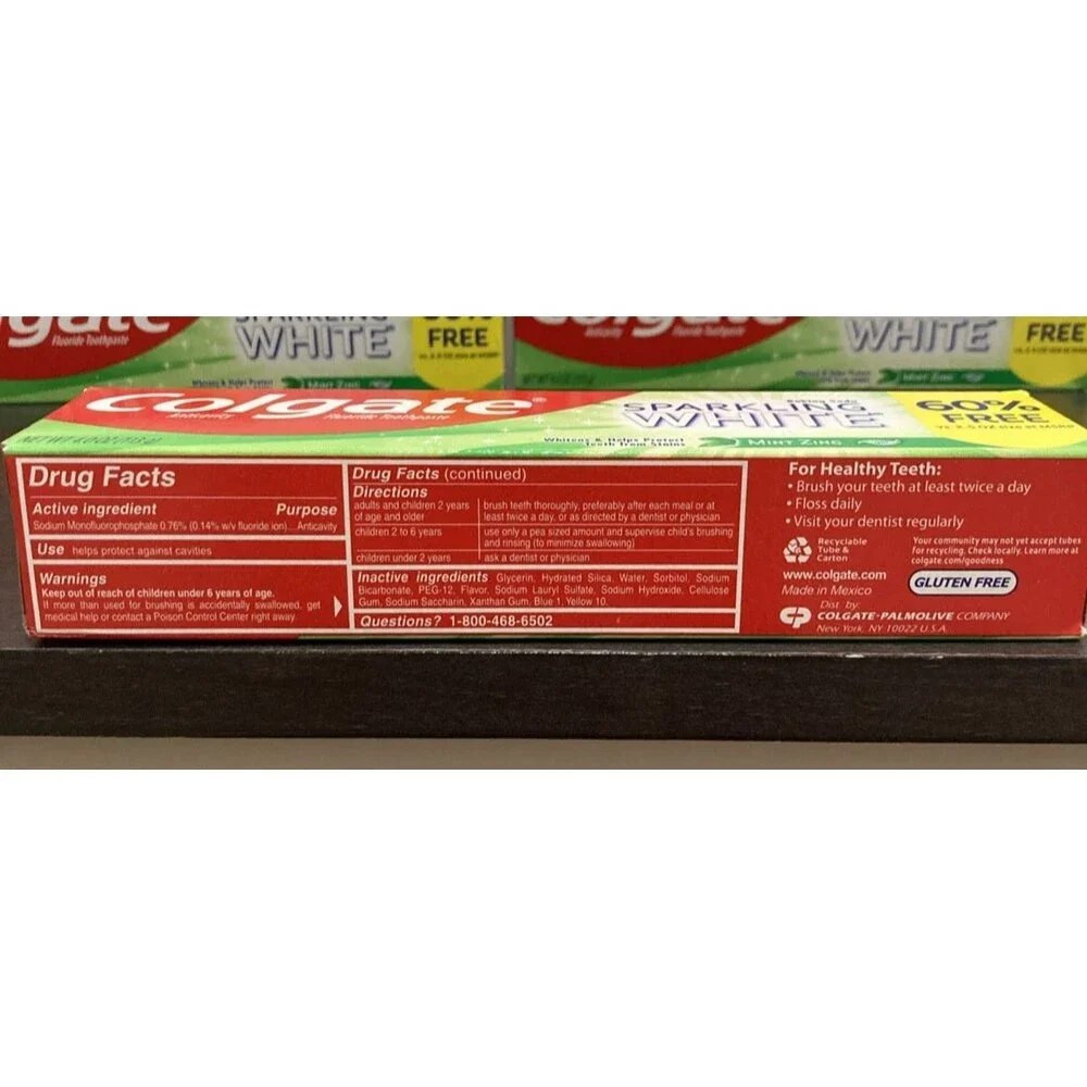 5 New Box Colgate Sparkling White 4 oz Anticavity Fluoride Toothpaste Mint Zing